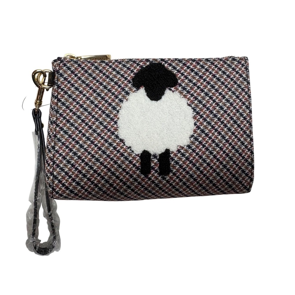Talbots Tweed Sheep Wristlet Bag Wool Blend Preppy‎ Cottagecore Purse